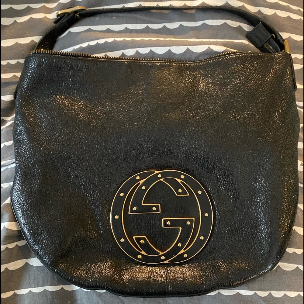 GUCCI Calfskin Large Blondie Hobo Black